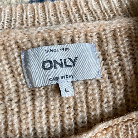 🍂 ONLY IVORY TAN METALLIC STRIPE CHUNKY KNIT SWEATER! - Picture 12 of 16